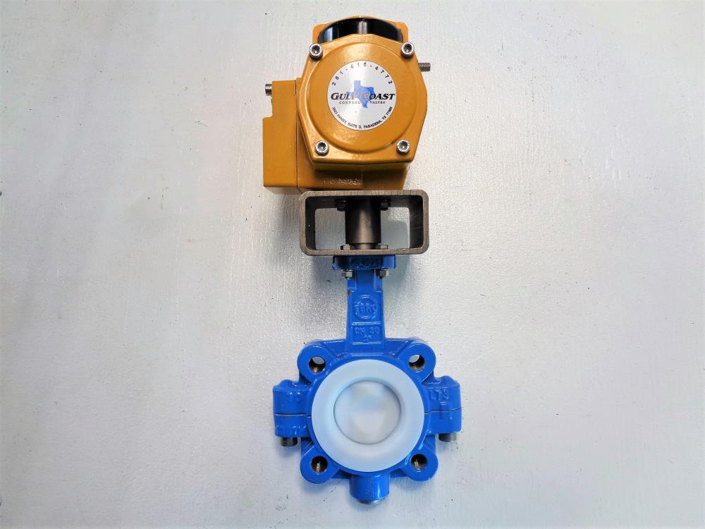 Ebro Armaturen 2" 150# Butterfly Valve, Carbon Steel, PTFE, # T214-A w/ Actuator